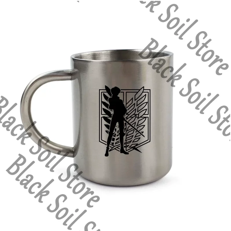 Anime Merchandise Mugs - アニメ進撃の巨人リヴァイ・アッカーマンコスプレ漫画グッズメタルマグステンレス鋼デスクトップ装飾品コレクション