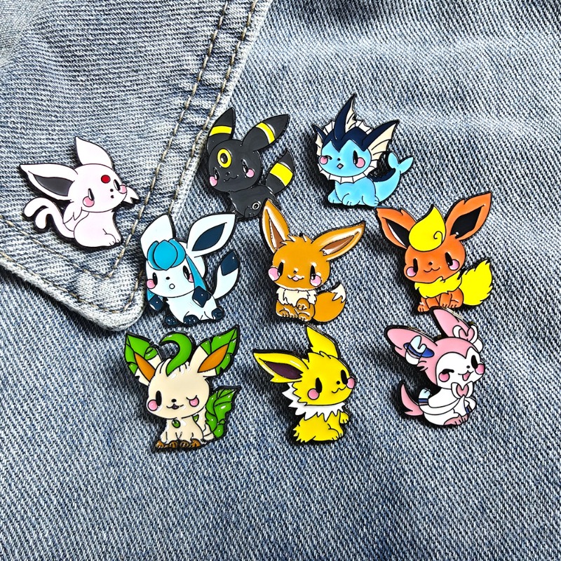 Enamel Pin Set - ホット9個入りアニメエルフブローチセット イーブイエナメルピン ファッションメタルバッジ ジュエリー 衣類やバックパックアクセサリー用 ファンへのギフト
