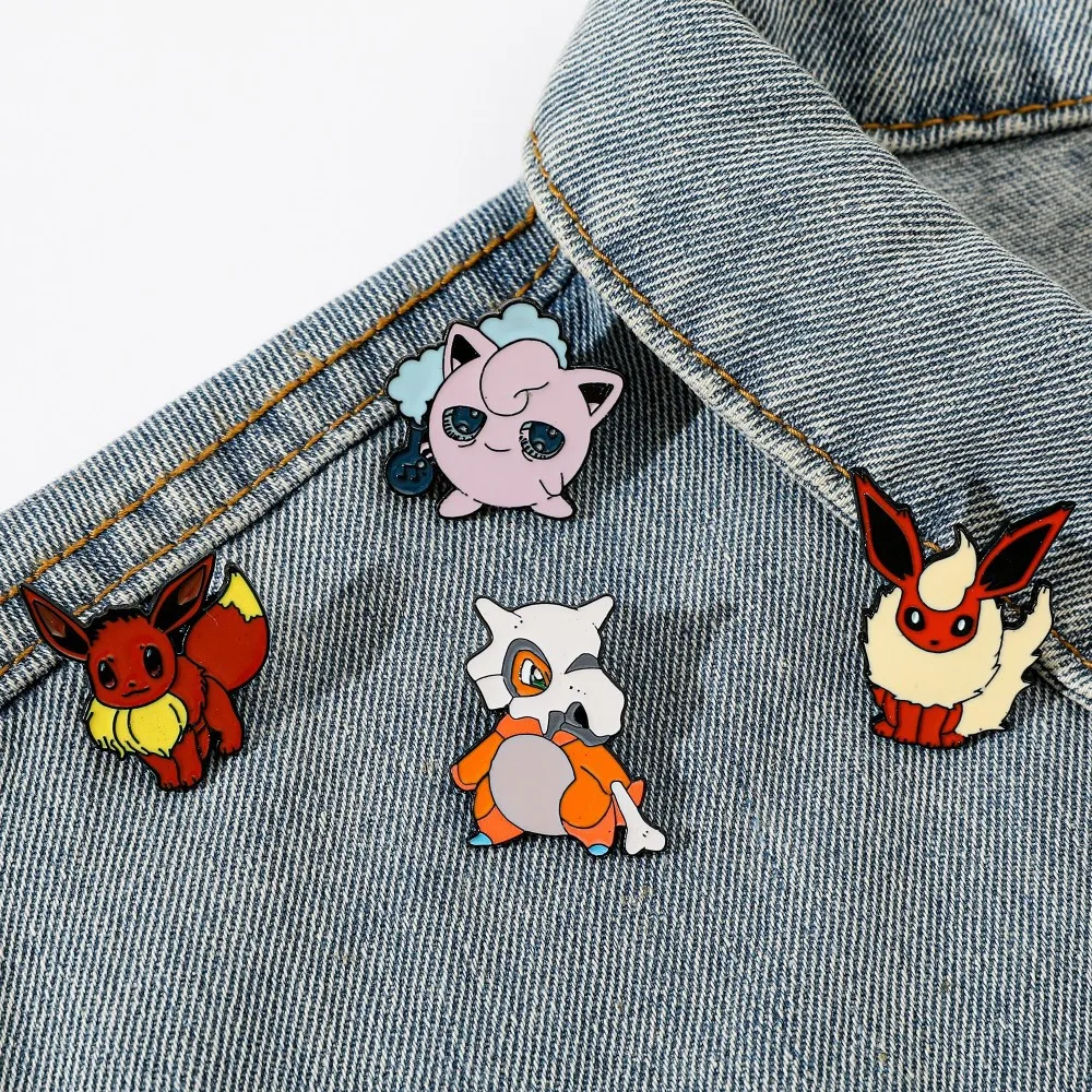 Enamel Pin Set - 4 個のキャラクター漫画ブローチ Flareon Jigglypuff かわいいエナメルピン金属バッジジュエリー衣類バックパックアクセサリーギフト