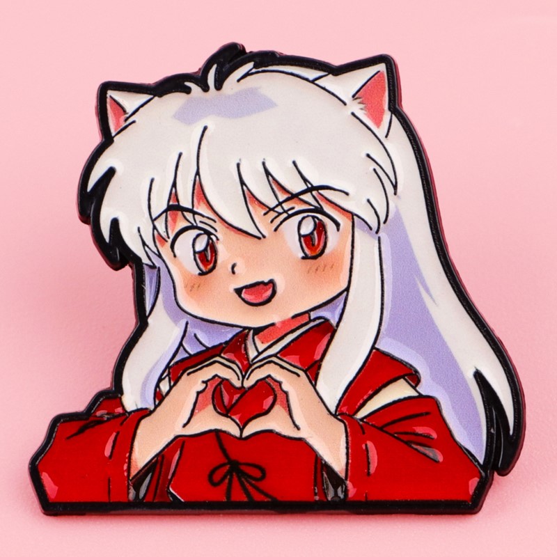 かわいいオオカミ耳ファンタジーキャラクターハートジェスチャー - Enamel Pin Set のレビューと価格
