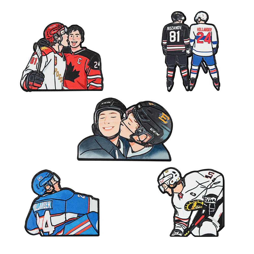 5 個加熱されたライバル漫画アイスホッケー選手ブローチオラン - Enamel Pin Set のレビューと価格