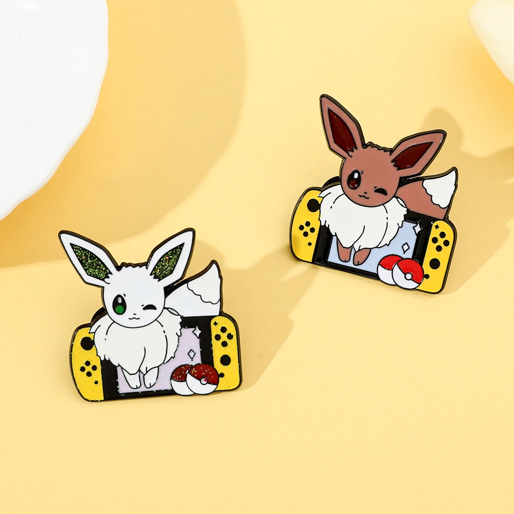 2 個アニメエルフ漫画ブローチクリエイティブイーブイゲームコ - Enamel Pin Set のレビューと価格