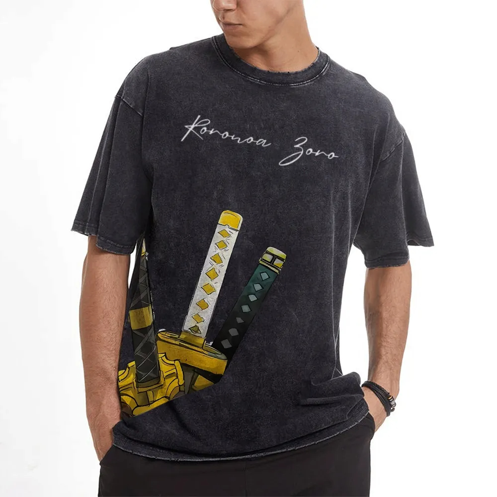 ワンピース ゾロ 地獄の王 ヴィンテージウォッシュTシャツ  - Zoro Anime Merchandise のレビューと価格